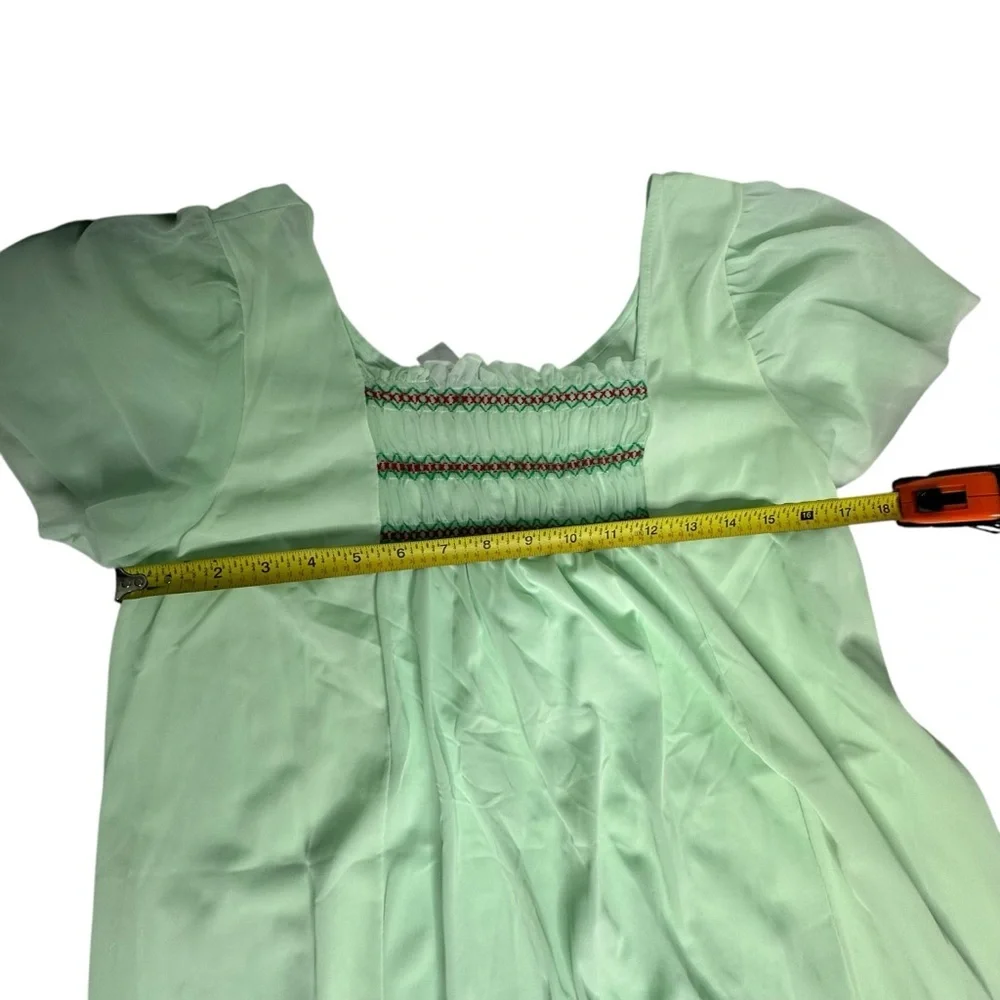 Vintage 70’s Mint Green Embroidered Nightgown by Jonathan Logan app m - Picture 7 of 9